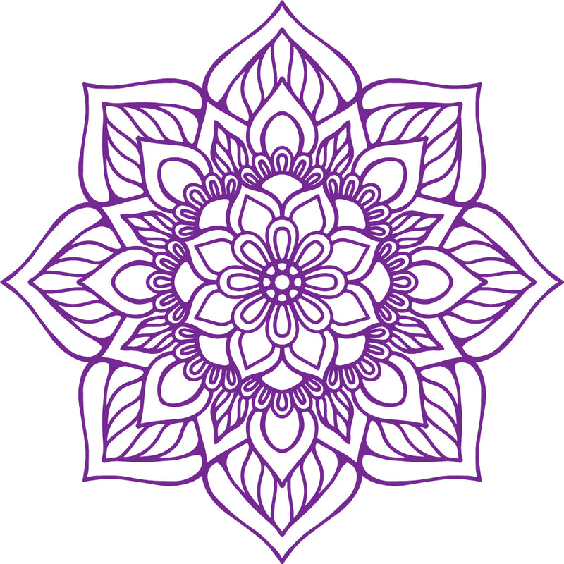Vinyl Wall Art Decal - Flower Mandala - 23" x 23" - Adhesive Vinyl Sticker Decals - Home Apartment Workplace Decor - Yoga Studio Namaste Meditation Mandala Bohemian Flower (23" x 23"; Purple) Purple 23" x 23" 4