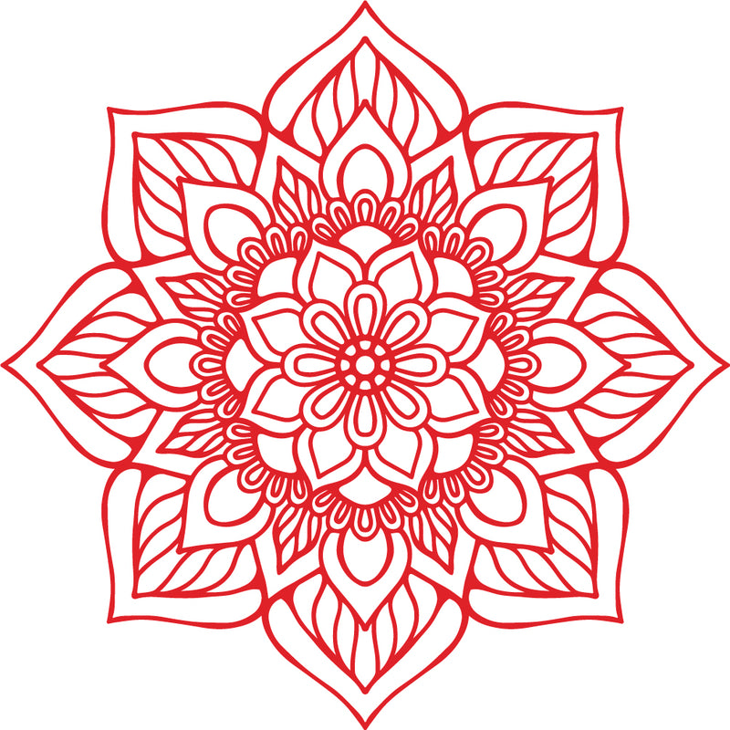 Vinyl Wall Art Decal - Flower Mandala - 23" x 23" - Adhesive Vinyl Sticker Decals - Home Apartment Workplace Decor - Yoga Studio Namaste Meditation Mandala Bohemian Flower (23" x 23"; Red) Red 23" x 23" 4