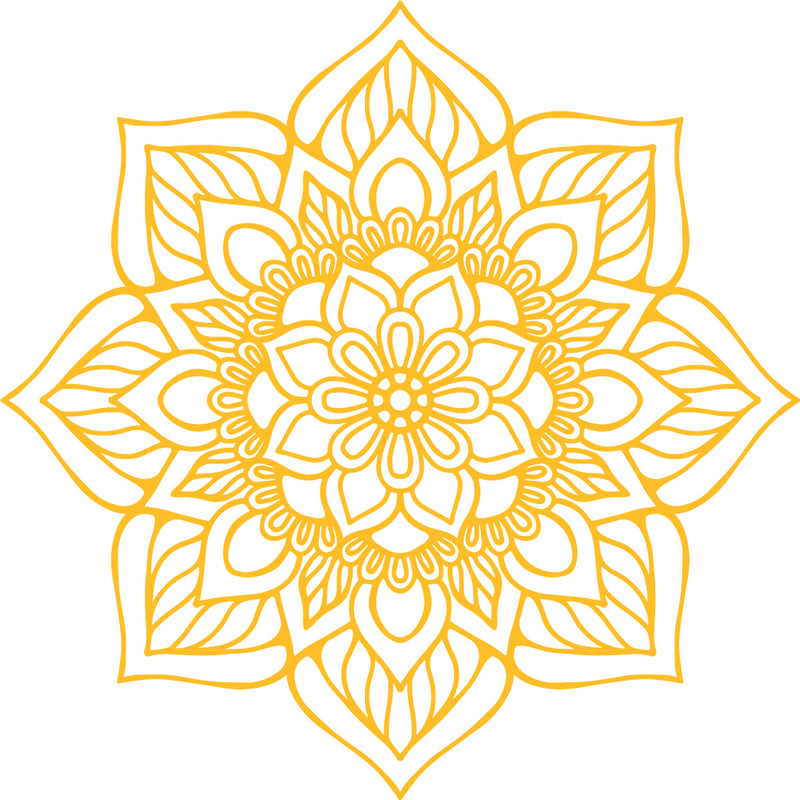 Vinyl Wall Art Decal - Flower Mandala - 23" x 23" - Adhesive Vinyl Sticker Decals - Home Apartment Workplace Decor - Yoga Studio Namaste Meditation Mandala Bohemian Flower (23" x 23"; Yellow) Yellow 23" x 23" 4