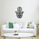 Vinyl Wall Art Decal - Hamsa Hand - Hand of Fatima Evil Eye Protection Blessing Symbol - Home Apartment Decor - Yoga Studio Namaste Meditation Mandala House Warming Gift (29" x 23"; White)