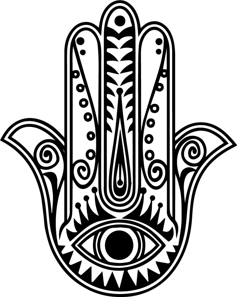Vinyl Wall Art Decal - Hamsa Hand - 29" x 23" - Hand of Fatima Evil Eye Protection Blessing Symbol - Home Apartment Decor - Yoga Studio Namaste Meditation Mandala House Warming Gift (29" x 23"; Black) Black 29" x 23" 4