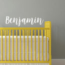 Vinyl Wall Art Decal Boys Custom Name - ’Benjamin’ Custom Text Name- 10" x 40" - Little Boys Bedroom Vinyl Wall Decals - Cute Wall Art for Baby Boy Nursery Room Decor (10" x 40"; White Cursive) White 10" x 40"