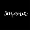 Vinyl Wall Art Decal Boys Custom Name - ’Benjamin’ Custom Text Name- 10" x 40" - Little Boys Bedroom Vinyl Wall Decals - Cute Wall Art for Baby Boy Nursery Room Decor (10" x 40"; White Cursive) White 10" x 40" 4