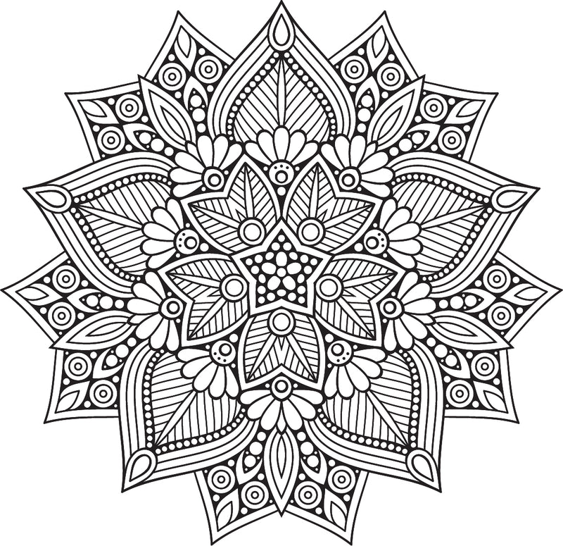 Vinyl Wall Art Decal - Hindu Mandala - 22" x 23" - Home Decor Apartment Workplace - Yoga Studio Namaste Meditation Mandala Bohemian Flower (22" x 23"; Black) Black 23" x 23" 4