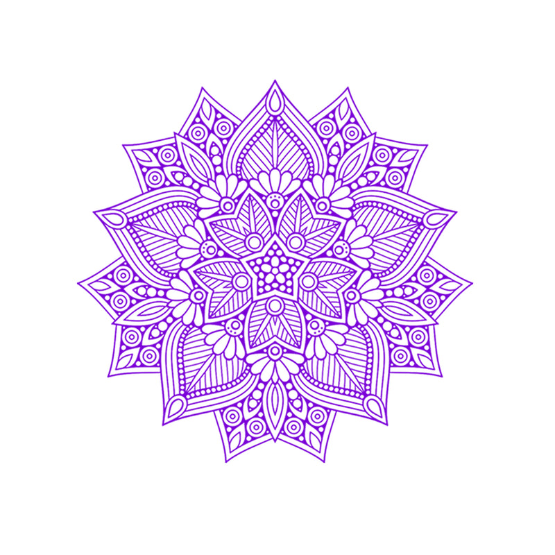 Vinyl Wall Art Decal - Hindu Mandala - 22" x 23" - Home Decor Apartment Workplace - Yoga Studio Namaste Meditation Mandala Bohemian Flower (22" x 23"; Purple) Purple 23" x 23" 4