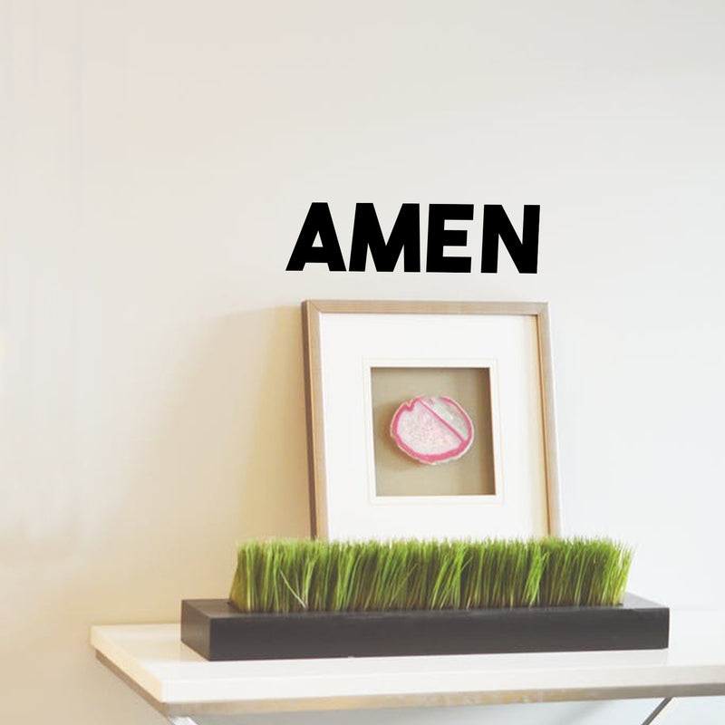 Vinyl Wall Art Decal - Amen - 5.5" x 20" - Religious Spiritual Faith Wall Art Sticker - Christianity Inspirational Phrase Decal Adhesive - God Bible Revelation Motivation Quote (5.5" x 20"; Black) Black 5.5" x 20"