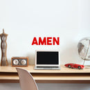 Vinyl Wall Art Decal - Amen - 5.5" x 20" - Religious Spiritual Faith Wall Art Sticker - Christianity Inspirational Phrase Decal Adhesive - God Bible Revelation Motivation Quote (5.5" x 20"; Red) Red 5.5" x 20"