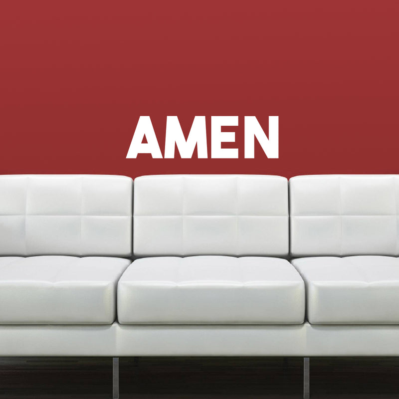 Vinyl Wall Art Decal - Amen - 5.5" x 20" - Religious Spiritual Faith Wall Art Sticker - Christianity Inspirational Phrase Decal Adhesive - God Bible Revelation Motivation Quote (5.5" x 20"; White) White 5.5" x 20" 2