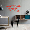 Vinyl Wall Decal Sticker - Be The Change You Wish to See in The World - Inspirational Gandhi Quote - 18” x 36” Living Room Wall Art Decor - Motivational Work Quote Peel and Stick (18" x 36"; Red) Red 18" x 36"