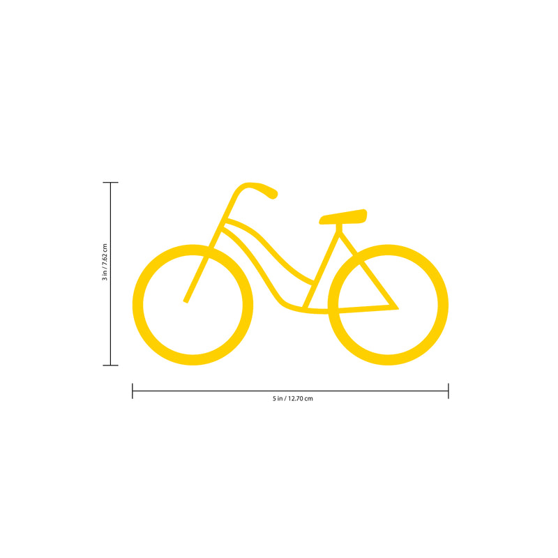 Set of 20 Vinyl Wall Art Decal - Bicycle Patterns - 3" x 5" Each - Stencil Adhesive Vinyl for Home Apartment Workplace Use - Cool Simple Shapes for Living Room Bedroom Decor (3" x 5" Each; Yellow) Yellow 3" x 5" each 3