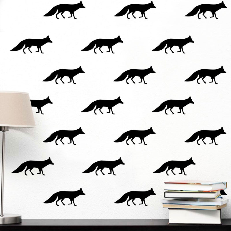 Set of 15 Vinyl Wall Art Decal - Fox Patterns - 2.Each - Stencil Adhesive Vinyl for Home Apartment Workplace Use - Cool Simple Shapes for Living Room Bedroom Decor (2.Each; Black)   3