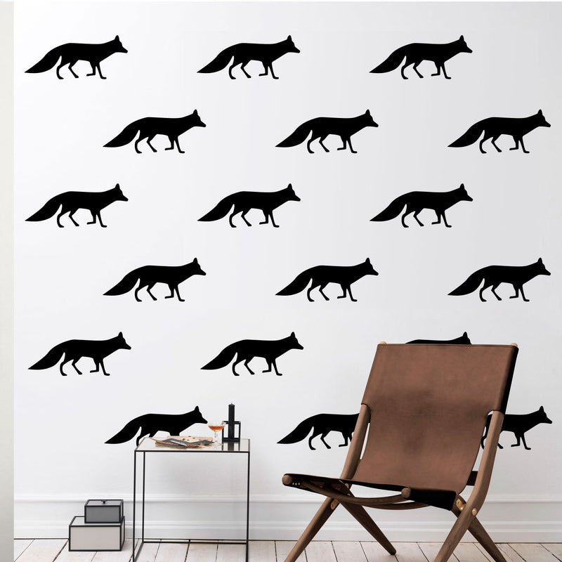 Set of 15 Vinyl Wall Art Decal - Fox Patterns - 2.Each - Stencil Adhesive Vinyl for Home Apartment Workplace Use - Cool Simple Shapes for Living Room Bedroom Decor (2.Each; Black)   4
