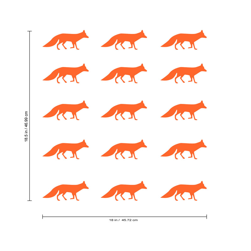 Set of 12 Vinyl Wall Art Decal - Fox Patterns - 2.2" x 5" Each - Stencil Adhesive Vinyl for Home Apartment Workplace Use - Cool Simple Shapes for Living Room Bedroom Decor (2.2" x 5" Each; Orange) Orange 2.2" x 5" Each 3