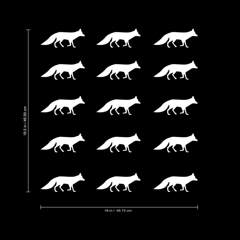 Set of 12 Vinyl Wall Art Decal - Fox Patterns - 2.2" x 5" Each - Stencil Adhesive Vinyl for Home Apartment Workplace Use - Cool Simple Shapes for Living Room Bedroom Decor (2.2" x 5" Each; White) White 2.2" x 5" Each 2