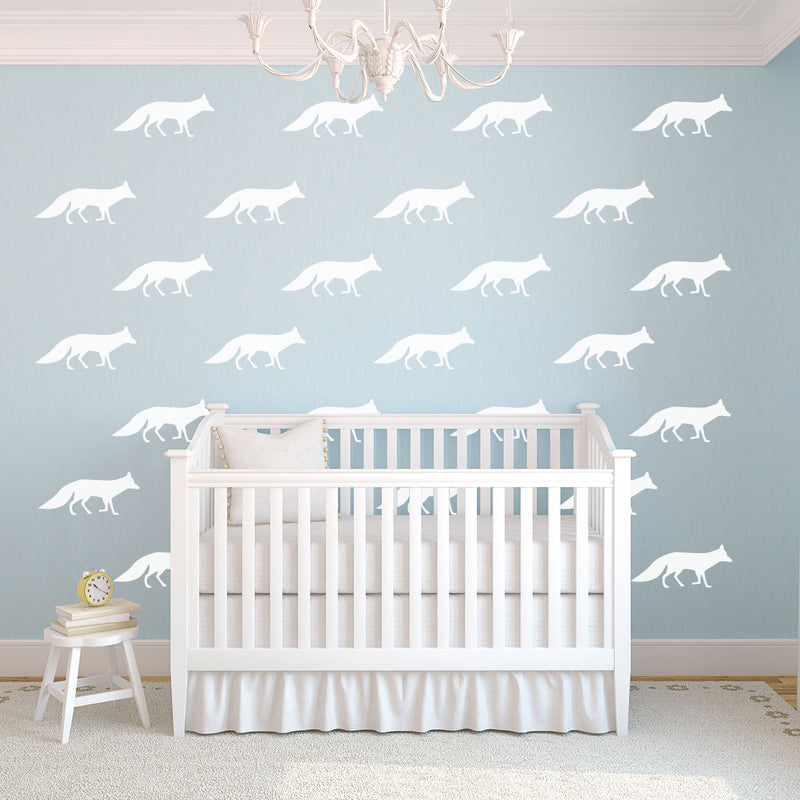 Set of 12 Vinyl Wall Art Decal - Fox Patterns - 2.2" x 5" Each - Stencil Adhesive Vinyl for Home Apartment Workplace Use - Cool Simple Shapes for Living Room Bedroom Decor (2.2" x 5" Each; White) White 2.2" x 5" Each 4