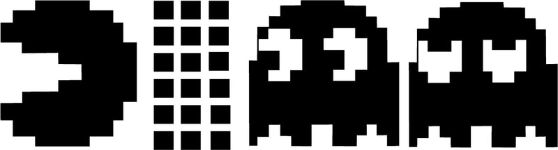 Vinyl Wall Art Decal - Pacman And Ghosts Inspired - 0.5" x 2.5" Each - Trendy Fun Decor For Light Switch Window Mirror Luggage Car Bumper Laptop Computer Sticker Skin Designs For Men Women Black 0.5" x 2.5" Each 4