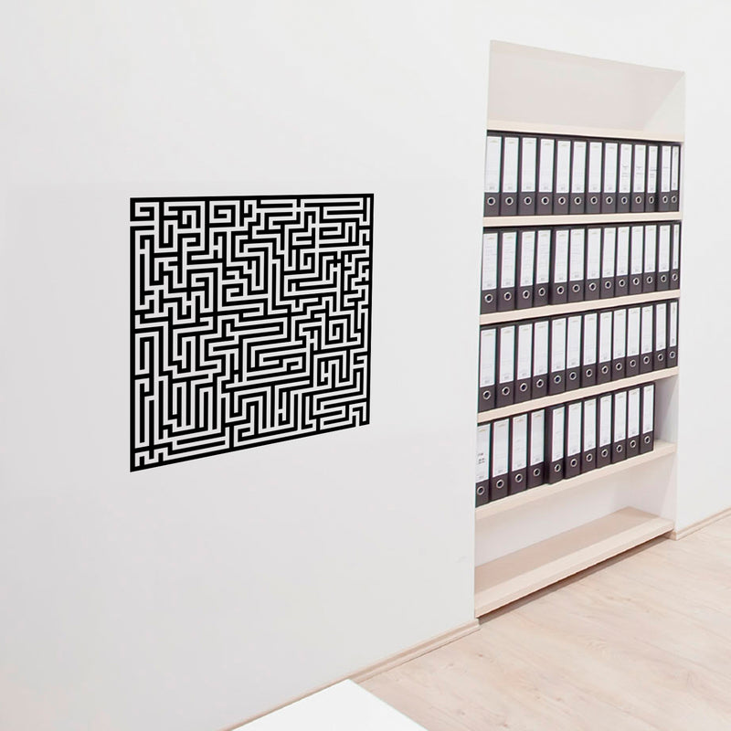 Vinyl Wall Art Decal - Labyrinth - 23" x 23" - Modern Contemporary Maze Design - Trendy Decor for Home Living Room Bedroom Office Workplace Peel Off Vinyl Stickers (23" x 23"; Black) Black 60" To 16" 2