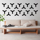 Set of 20 Vinyl Wall Art Decal - Geometric Y Pattern - 5.Each - Sticker Adhesive Vinyls for Home Apartment Office Use - Geometric Design for Living Room Bedroom Decor (5.Each; Blue)