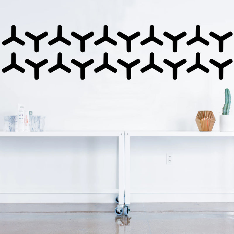 Set of 20 Vinyl Wall Art Decal - Geometric Y Pattern - 5.5" x 6" Each - Sticker Adhesive Vinyls for Home Apartment Office Use - Geometric Design for Living Room Bedroom Decor (5.5" x 6" Each; Black) Black 5" x 6" each 2