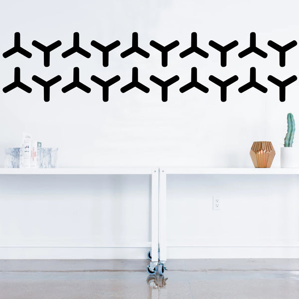 Set of 20 Vinyl Wall Art Decal - Geometric Y Pattern - 5.Each - Sticker Adhesive Vinyls for Home Apartment Office Use - Geometric Design for Living Room Bedroom Decor (5.Each; Blue)   2