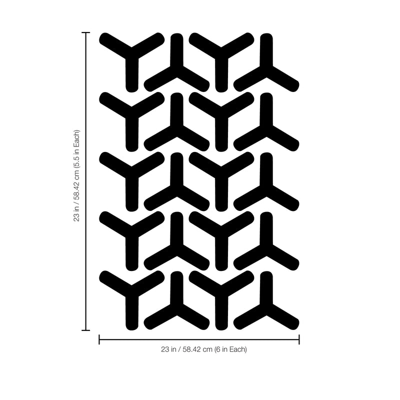 Set of 20 Vinyl Wall Art Decal - Geometric Y Pattern - 5.5" x 6" Each - Sticker Adhesive Vinyls for Home Apartment Office Use - Geometric Design for Living Room Bedroom Decor (5.5" x 6" Each; Black) Black 5" x 6" each 3