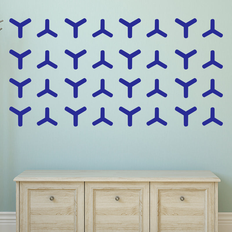 Set of 20 Vinyl Wall Art Decal - Geometric Y Pattern - 5.Each - Sticker Adhesive Vinyls for Home Apartment Office Use - Geometric Design for Living Room Bedroom Decor (5.Each; Blue)   5