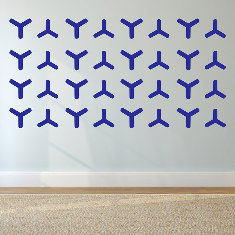 Set of 20 Vinyl Wall Art Decal - Geometric Y Pattern - 5.5" x 6" Each - Sticker Adhesive Vinyls for Home Apartment Office Use - Geometric Design for Living Room Bedroom Decor (5.5" x 6" Each; Blue) Blue 5" x 6" each 2