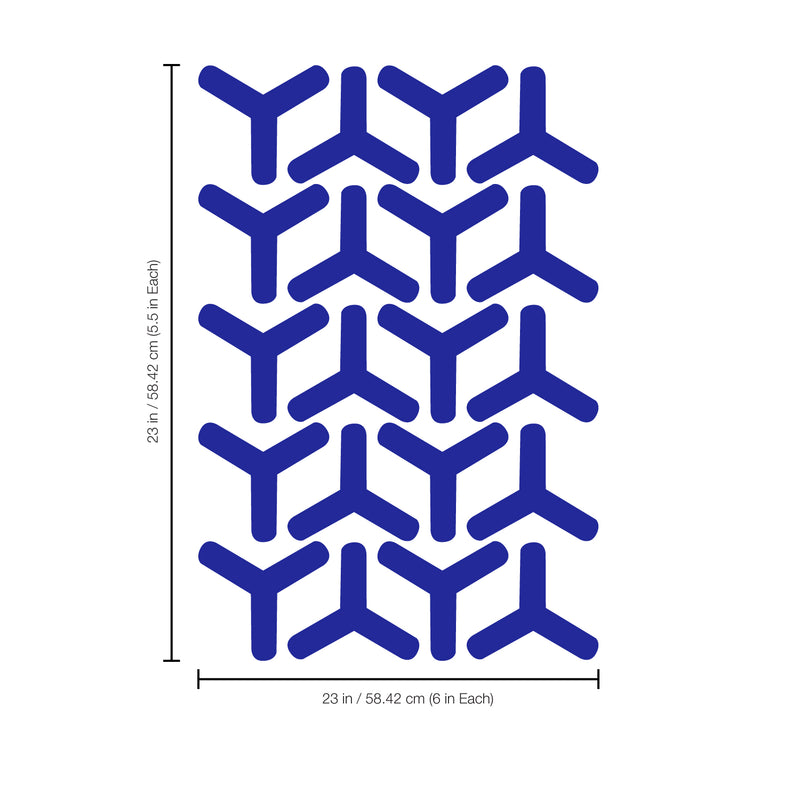Set of 20 Vinyl Wall Art Decal - Geometric Y Pattern - 5.5" x 6" Each - Sticker Adhesive Vinyls for Home Apartment Office Use - Geometric Design for Living Room Bedroom Decor (5.5" x 6" Each; Blue) Blue 5" x 6" each 3