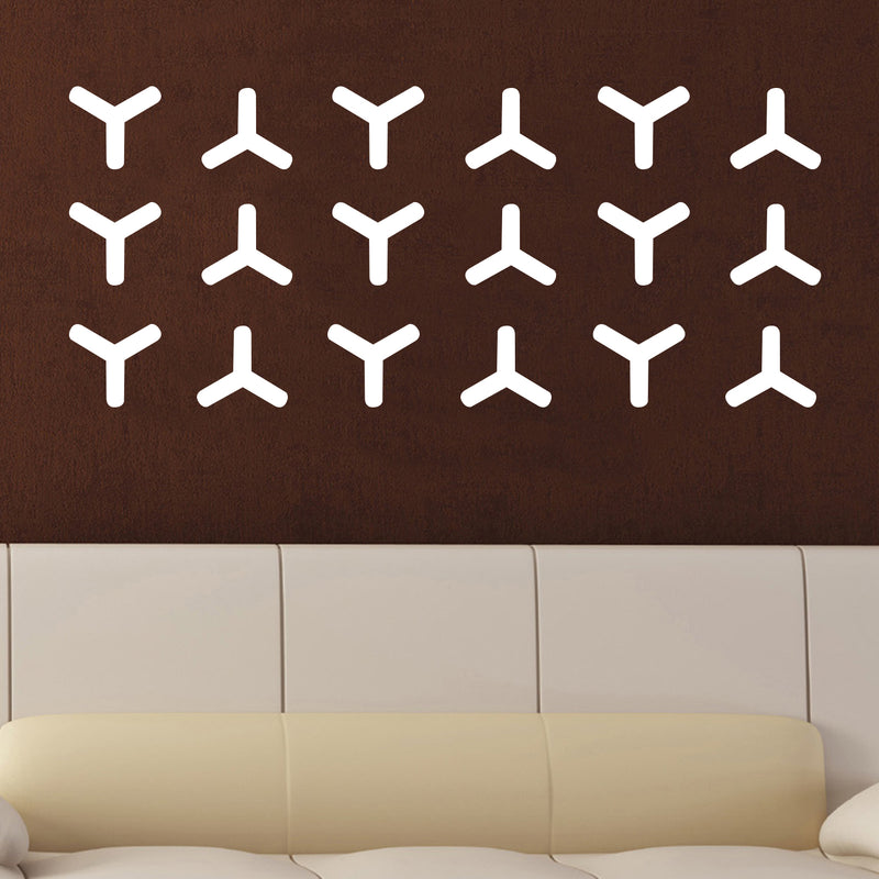 Set of 20 Vinyl Wall Art Decal - Geometric Y Pattern - 5.5" x 6" Each - Sticker Adhesive Vinyls for Home Apartment Office Use - Geometric Design for Living Room Bedroom Decor (5.5" x 6" Each; White) White 5" x 6" each 2