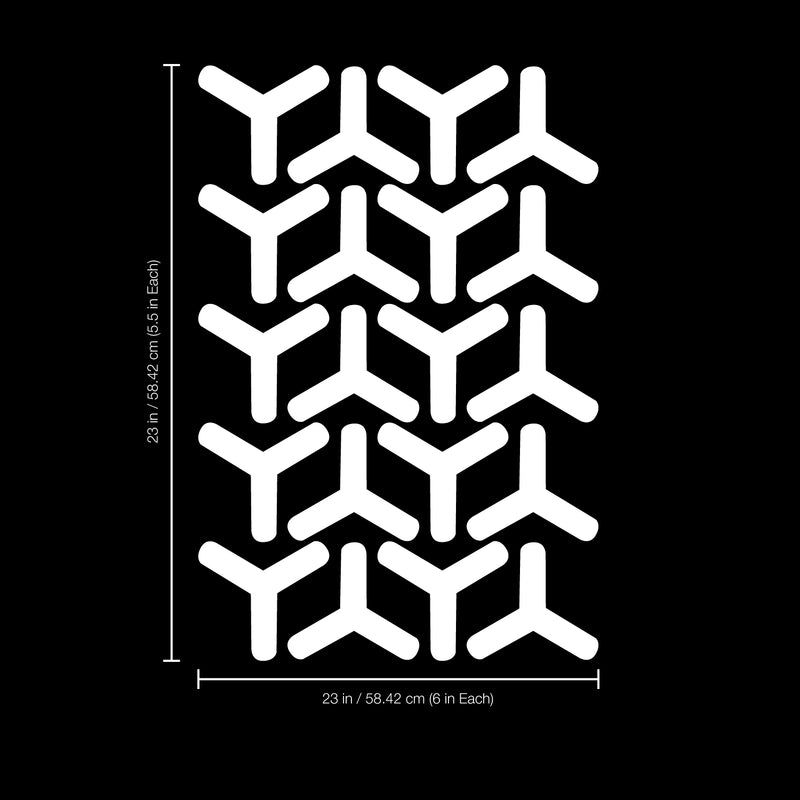 Set of 20 Vinyl Wall Art Decal - Geometric Y Pattern - 5.5" x 6" Each - Sticker Adhesive Vinyls for Home Apartment Office Use - Geometric Design for Living Room Bedroom Decor (5.5" x 6" Each; White) White 5" x 6" each 3