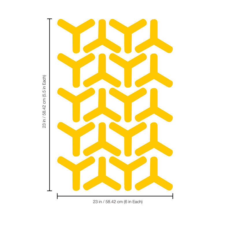 Set of 20 Vinyl Wall Art Decal - Geometric Y Pattern - 5.5" x 6" Each - Sticker Adhesive Vinyls for Home Apartment Office Use - Geometric Design for Living Room Bedroom Decor (5.5" x 6" Each; Yellow) Yellow 5" x 6" each 3