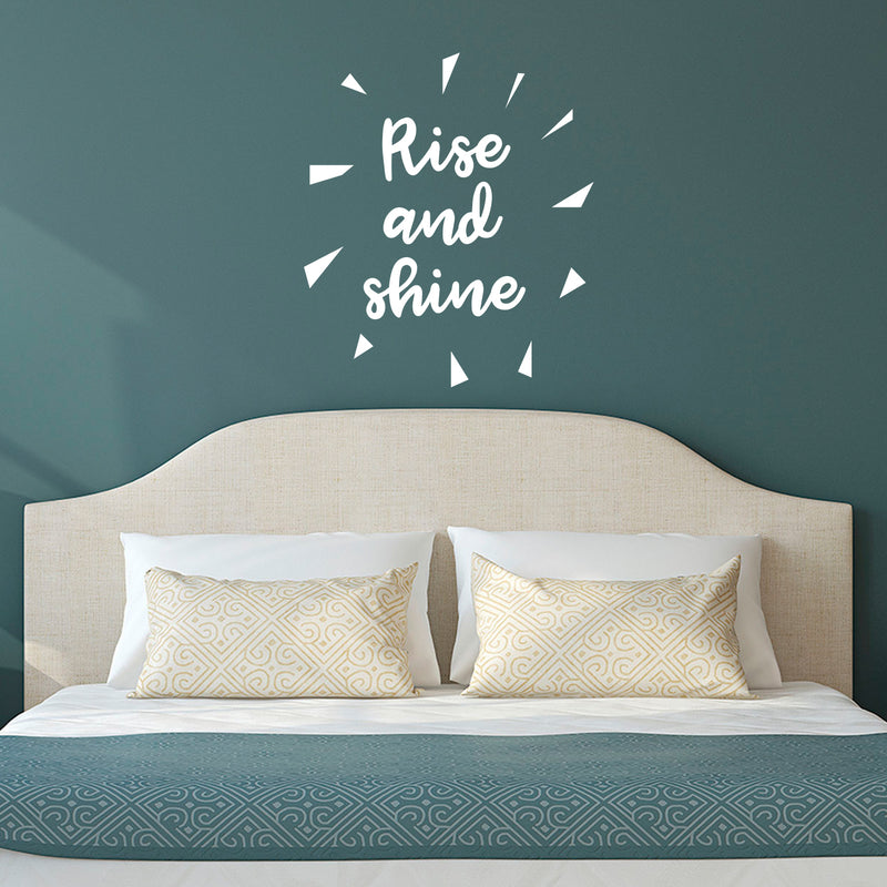 Vinyl Wall Art Decal - Rise and Shine - 27" x 23" - Morning Motivational Decor for Home Wall Bedroom Living Room Nursery - Teens Toddlers Vinyl Peel and Stick Decals (27" x 23"; White) White 27" x 23" 2