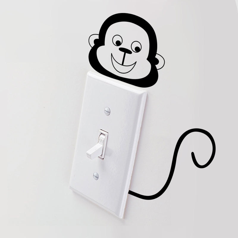 Vinyl Wall Art Decal - Little Monkey - 4" x 4.6" - Cute Animal Decor for Light Switch Window Mirror Luggage Car Bumper Laptop Computer Peel and Stick Skin Sticker Designs Black 4" x 4.6" 2