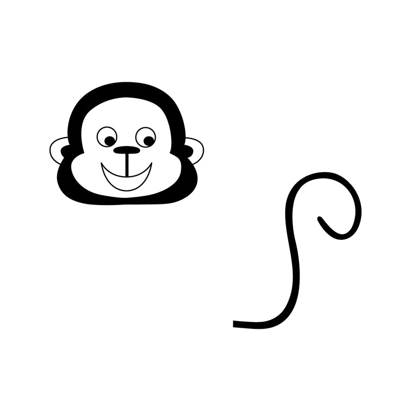 Vinyl Wall Art Decal - Little Monkey - 4" x 4.6" - Cute Animal Decor for Light Switch Window Mirror Luggage Car Bumper Laptop Computer Peel and Stick Skin Sticker Designs Black 4" x 4.6" 4