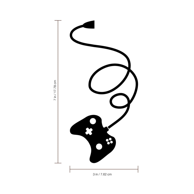 Vinyl Wall Art Decal - Small Wired Game Controller - 7" x 3" - Gaming Accessory Decor for Light Switch for Boys Girls Bedroom Wall - Laptop Computer Peel and Stick Skin Sticker Designs Black 7" x 3" 3