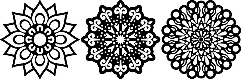 Vinyl Wall Art Decal - Set Of 3 Mandalas - 20" x 20" - Sticker Vinyl For Home Apartment Workplace Use - Beautiful Geometric Universe Symbol For Living Room Dorm Room Yoga Meditation (20" x 20"; Black) Black 20" x 20" 4