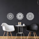 Vinyl Wall Art Decal - Set Of 3 Mandalas - 20" x 20" - Sticker Vinyl For Home Apartment Workplace Use - Beautiful Geometric Universe Symbol For Living Room Dorm Room Yoga Meditation (20" x 20"; White) White 20" x 20"