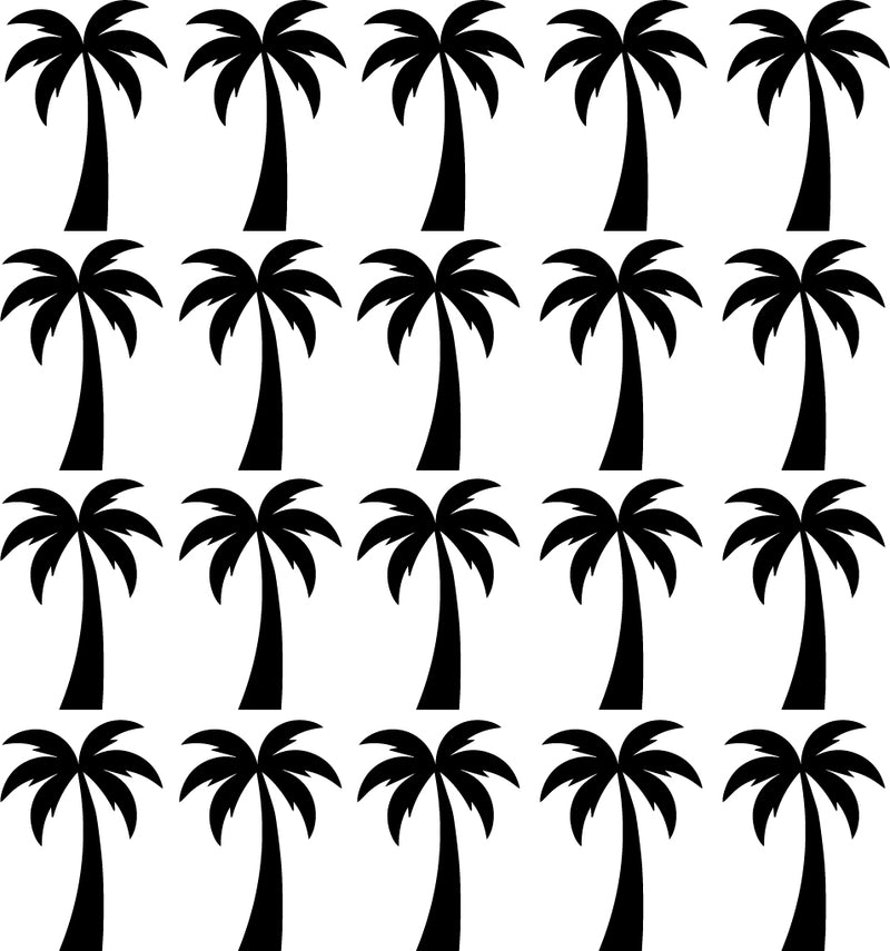 Set of 20 Vinyl Wall Art Decal - Palm Trees - 4" x 3" Each - Sticker Adhesive Vinyl for Home Apartment Workplace Use - Kids Teens Trendy Decor for Living Room Dorm Room Bedroom (4" x 3" Each; Black) Black 4" x 3" each 4