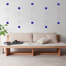 Set of 20 Vinyl Wall Art Decal - Square Patterns - 4.3" x 4.3" Each - Minimalist Vinyl Stickers for Home Apartment Bedroom - Cool Modern Decor for Living Room Workplace Use (4.3" x 4.3" Each; Blue) Blue 4" x 3" each