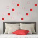 Set of 20 Vinyl Wall Art Decal - Square Patterns - 4.3" x 4.3" Each - Minimalist Vinyl Stickers for Home Apartment Bedroom - Cool Modern Decor for Living Room Workplace Use (4.3" x 4.3" Each; Red) Red 4" x 3" each
