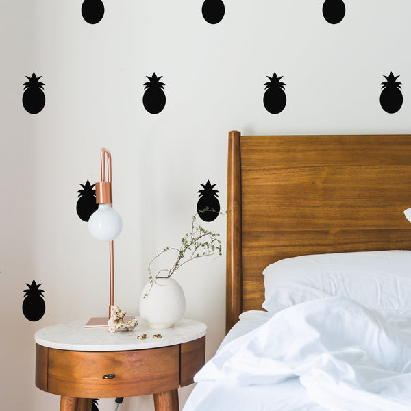 Set of 20 Vinyl Wall Art Decal - Pineapple Pattern - Each - Fun Summer Stickers for Outdoor Indoor Use - Trendy Home Decor for Bedroom Dorm Room Apartment Wall Art ( Each; Yellow)