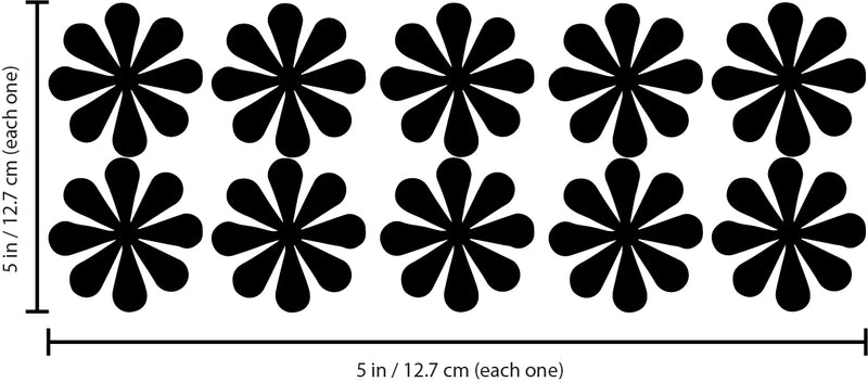 Set of 10 Vinyl Wall Art Decal - Flowers - Each - Bedroom Living Room Office Dorm Room Girly Wall Decoration - Cute Trendy Apartment Stencil Adhesives Wall Decor   3