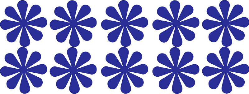 Set of 10 Vinyl Wall Art Decal - Flowers - 5" x 5" Each - Bedroom Living Room Office Dorm Room Girly Wall Decoration - Cute Trendy Floral Apartment Stencil Adhesives Wall Decor (5" x 5" Each; Blue) Blue 5" x 5" each 3