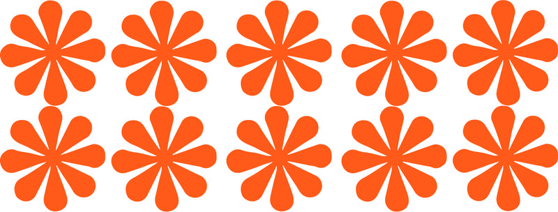 Set of 10 Vinyl Wall Art Decal - Flowers - 5" x 5" Each - Bedroom Living Room Office Dorm Room Girly Wall Decoration - Cute Trendy Floral Apartment Stencil Adhesives Wall Decor (5" x 5" Each; Orange) Orange 5" x 5" each 3