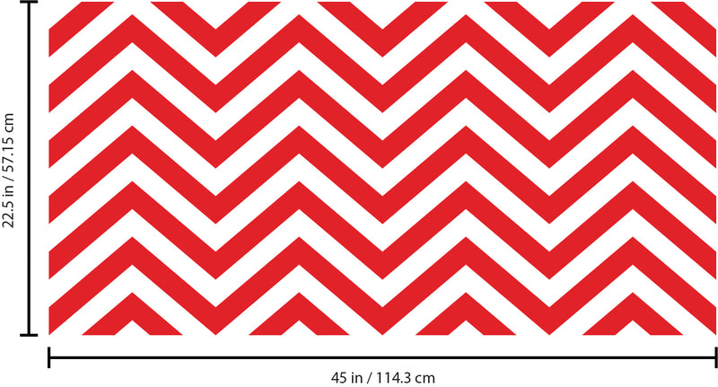 Vinyl Wall Art Decals - Chevron Stripes - 22.5" x 45"- Cool Adhesive Sticker Pattern for Home Office Bedroom Nursery Living Room Apartment - Lifestyle Minimalist Chic Decor (22.5" x 45"; Red) Red 22.5" x 45"
