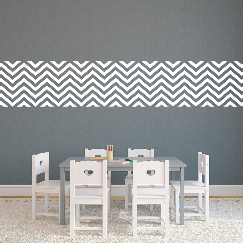 Vinyl Wall Art Decals - Chevron Stripes - 22.5" x 45"- Cool Adhesive Sticker Pattern for Home Office Bedroom Nursery Living Room Apartment - Lifestyle Minimalist Chic Decor (22.5" x 45"; White) White 22.5" x 45" 2