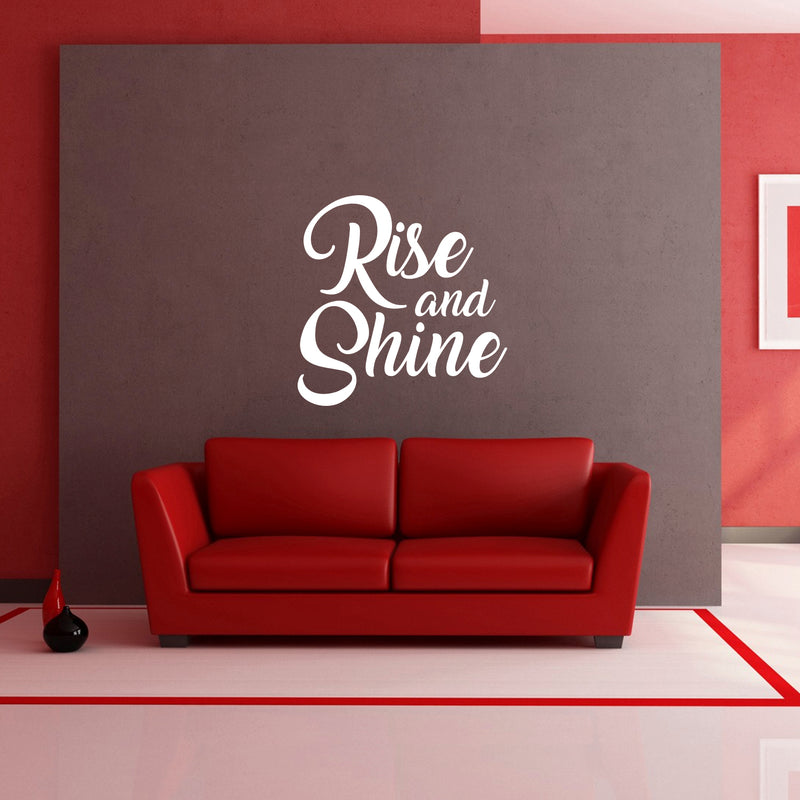 Vinyl Wall Art Decal - Rise and Shine - 23" x 23" - Home Living Room Bedroom Office Sticker Decoration - Modern Peel and Stick Motivational Life Quote Decal (23" x 23"; White) White 23" x 23" 3