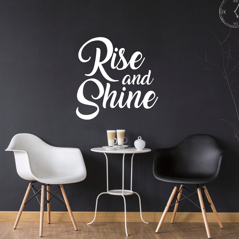 Vinyl Wall Art Decal - Rise and Shine - 23" x 23" - Home Living Room Bedroom Office Sticker Decoration - Modern Peel and Stick Motivational Life Quote Decal (23" x 23"; White) White 23" x 23" 4