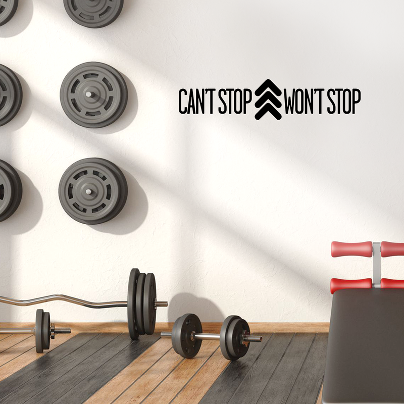 Vinyl Wall Art Decal - Can’t Stop Won’t Stop - 9" x 40" - Urban Modern Quote for Home Living Room Bedroom Sticker - Trendy Peel and Stick Bold Statement for Office Business Workplace Decor Black 9" x 40" 3