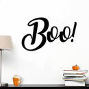 Vinyl Wall Art Decal - Boo - 11.5" x 19" - Fun Brush Lettering Halloween Seasonal Decoration Sticker - Teens Adults Indoor Outdoor Wall Door Window Living Room Office Decor (11.5" x 19"; Black) Black 11.5" x 19"